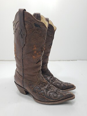 #ad Corral C2109 Womens Boots Cowgirl Western Lizard Inlay Leather Brown Size 8.5 M $59.99