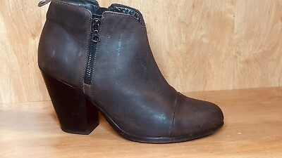 #ad rag amp; bone Women’s Size 8.5 Brown Leather Ankle Boots Booties Side Zip Heeled $25.00