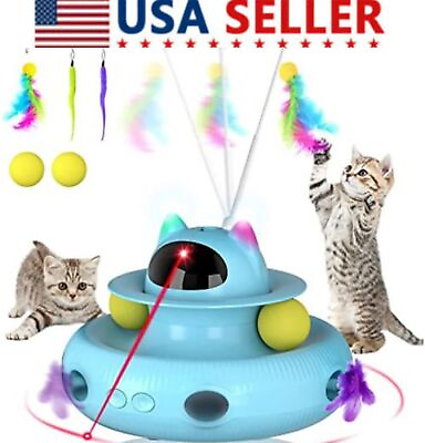 #ad Laser Interactive Cat Pet Toys 4 in 1 USB Indoor Cat Automatic Pet Toy Teaser US $32.99