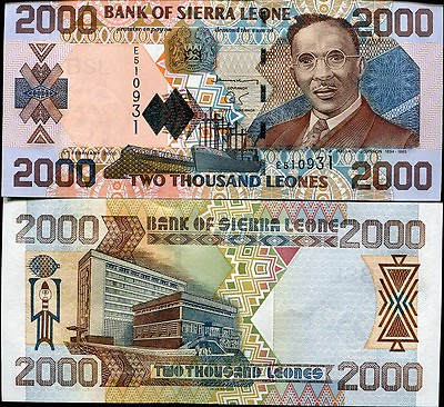 #ad Sierra Leone 2000 Leones 2002 P 26 a UNC $6.99
