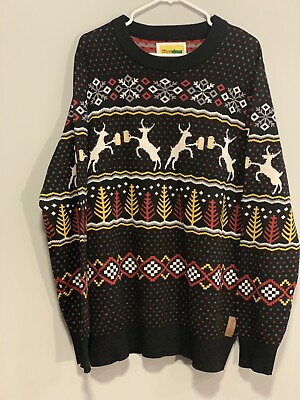 #ad Tipsy Elves Men’s XXL Ugly Christmas Sweater Reindeer Drinking Beer Pullover $29.99