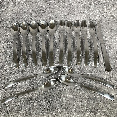 #ad Gourmet Settings Flatware 18 10 Stainless Glossy 15 Piece $39.99