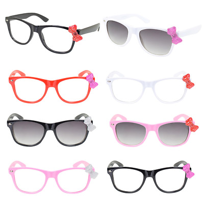 #ad Kids Cute Kitty Cat Bow Clear amp; Tinted Lens Glasses Age 3 12 Different Colors $8.99