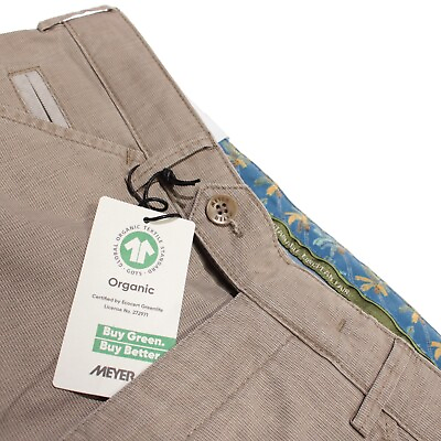 #ad Meyer NWT Chinos Casual Pants Size 50 34 US Chicago Solid Beige Cotton Blend $202.49