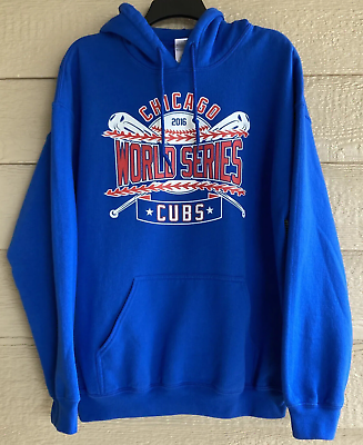 #ad Chicago Cubs 2016 World Series Champions Blue Gildan Hoodie Sweatshirt Size L $14.88