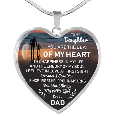 #ad Father And Daughter Necklace Heart Pendant To My Daughter Necklace Love Dad $27.99