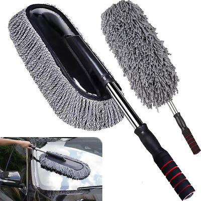 Car Cleaning Duster Microfiber Large Home Wax Treated Plastic Handle Brush $16.89