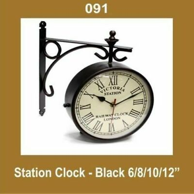 #ad New Outdoor Nautical Black Station Wall Clock 8#x27;#x27; Roman Number @US $74.81