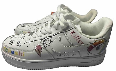 #ad Nike Aire Force 1 Custom Saw Face 69 Rapper Print White Size Us 7 $59.99