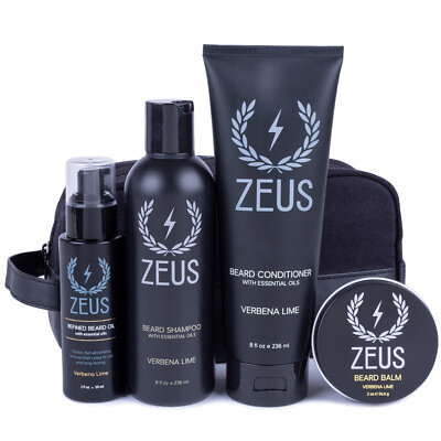 #ad Zeus Everyday Beard Kit Shampoo Conditioner Beard Balm and Refined Beard Oil $75.99