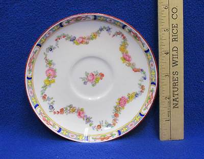 #ad Mintons Saucer Plate England Porcelain Floral Garland Colorful on White $9.95