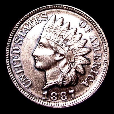 #ad 1887 Indian Cent Penny Gem BU Details Coin #453P $75.00