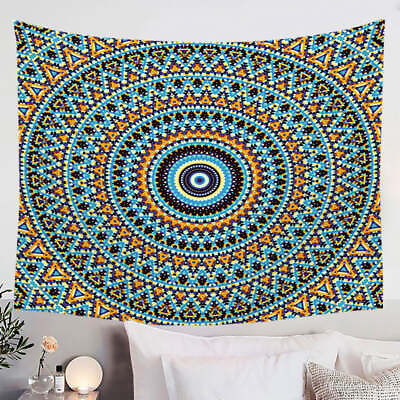 #ad Powerful Blue Black Orange Mandala Tapestry $24.90