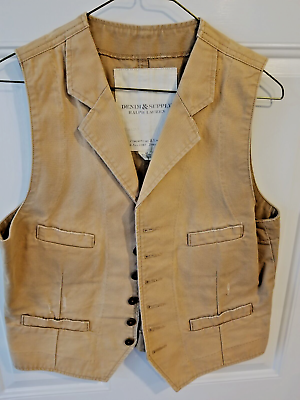 #ad Men#x27;s RALPH LAUREN DENIM amp; SUPPLY Distressed Khaki Heavy Cotton Vest Size Small $99.00