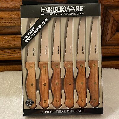 #ad Farberware 6 Piece Double Riveted 4.75 Inch Steak Knife Set $12.00