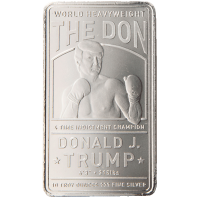 #ad Donald Trump The Don 4 Time Indictment Champion 10 oz .999 Fine Silver Bar $307.81