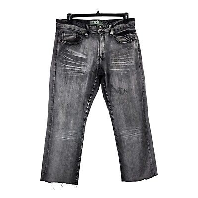 #ad Machine Mens Jeans Straight Sz 34x28 Cutoff Black Light Wash $11.83