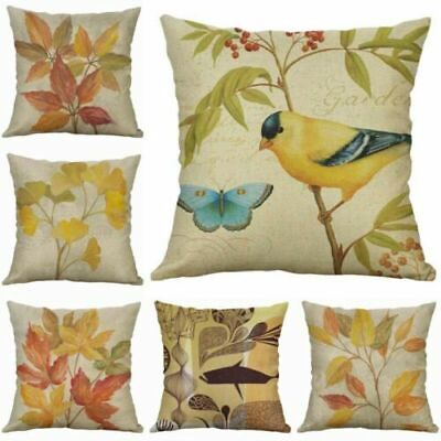 #ad new rint Pillow Case Animal 18quot; Owl Leaf Home Decor Cushion Cover Cotton Linen $7.76