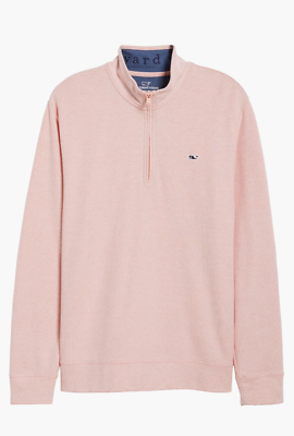 #ad VINEYARD VINES Size Medium Mens Pink 1 4 Zip Soft Pima Cotton Sweater Sweatshirt $49.99