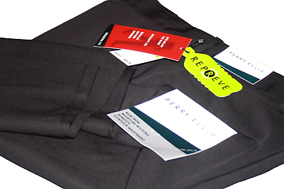#ad PERRY ELLIS mens MODERN FIT dress pants BLACK FLAT FRONT STRETCH 30 30 NWT $95 $19.99