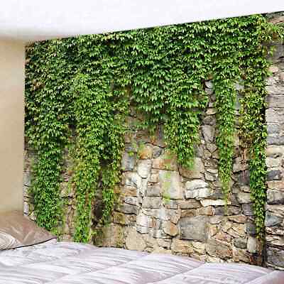 #ad Green Plant Stone brick Extra Large Tapestry Wall Hanging Background Fabric 50s $13.36