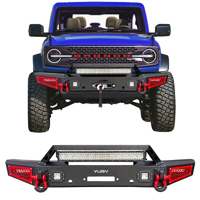 #ad #ad Vijay For 2021 2022 Ford Bronco Texture Front Bumper with LED Lights and D Rings $499.99