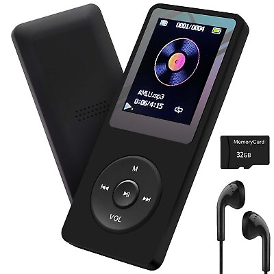 #ad MP3 Player 32GB with Speaker Earphone Portable HiFi Lossless Sound MP3 Mini M $26.06