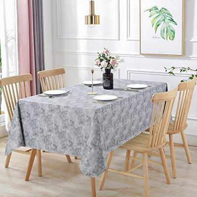 #ad 100% Waterproof Rectangle PVC Tablecloth Vinyl Table Cloth Cover with Flanne... $23.73