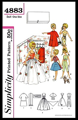 #ad Simplicity 4883 TAMMY 12quot; Vintage Fashion DOLL Fabric Sewing Pattern Barbie 60#x27;s $5.49