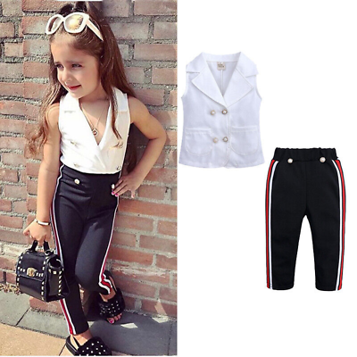 #ad 2pcs Toddler Kids Baby Girl Outfits T shirt TopsPants Casual Clothes Set Outfit $17.99