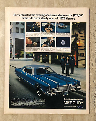 #ad 1972 Ford Mercury Marquis Brougham Automatic Vinyl Top Vintage Print Ad $14.99
