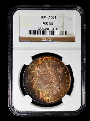 #ad NGC MS64 1884 O Morgan Dollar Fantastic toning both side $235.00