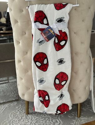 #ad Marvel Spider Man White Throw blanket 60x 70 NWT $34.99