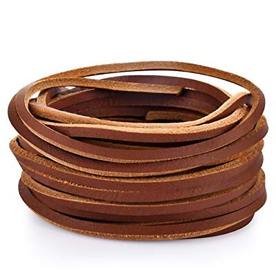 #ad Flat Genuine Leather Cord Natural Leather Lacing Strip Cord Braiding $10.76