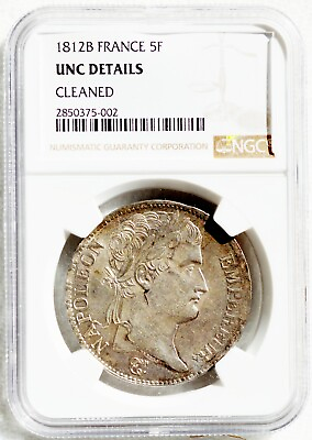 #ad 1812 B France Napoleon I Silver 5 Francs NGC UNC Details High Grade Scarce $849.99