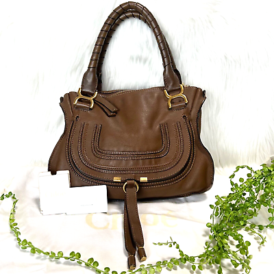 #ad Chloe Marcie Shoulder Handbag Medium Leather Brown Auth $399.00
