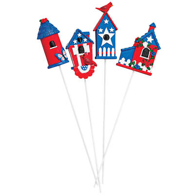 #ad Patriotic Birdhouse Stakes Set of 4 by Fox RiverTM Creations $10.86