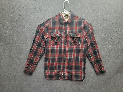 #ad VANS Flannel Shirt Mens S Red Plaid Button Up Long Sleeve $9.89