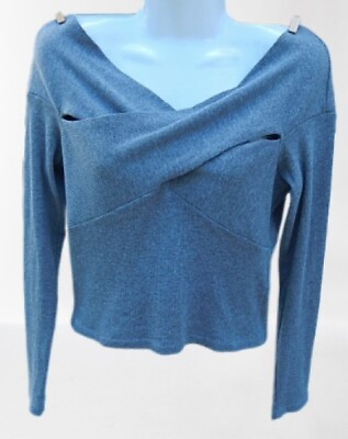 #ad Miss Selfridge Women Off Shoulder Sweater Sz 8 Long Sleeve Pullover Wrap V Neck $12.00