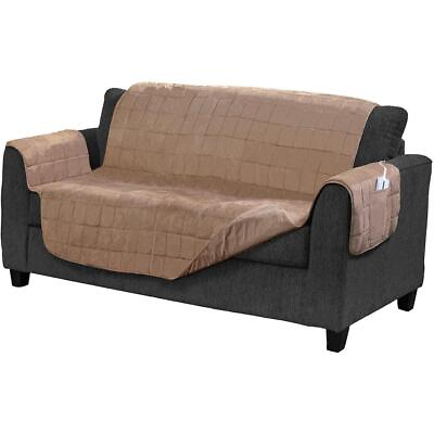 #ad Serta Microsuede Electric Warming Furniture Protector Easy Care Loveseat $39.95