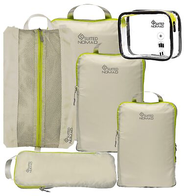#ad Ultralight Compression Packing Cubes Set Travel Organizer Bags 6Piece Cool White $54.39