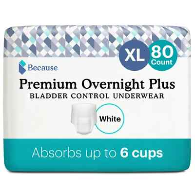 #ad Because Premium Overnight Plus Incontinence Underwear White Size S M 2XL $139.99