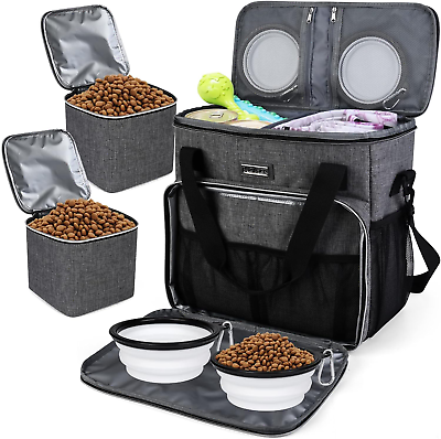 #ad Dog Travel Bag Pet Travel Bag All Pet Travel Supplies with 2 Pet Food Contai $51.99