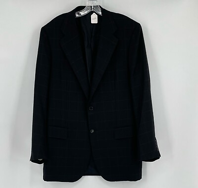 #ad Luciano Barbera Collezione Sartoriale Men#x27;s Black Checked 100% Cashmere Blazer $203.15
