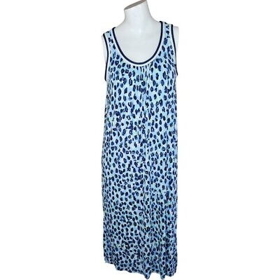#ad NWT Secret Treasures Women#x27;s Nightgown Size S Blue Leopard Print Pockets Cozy $15.00