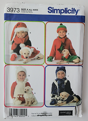 #ad SIMPLICITY PATTERN 3973 CHILD#x27;S amp; DOG CHRISTMAS WINTER ACCESSORIES UNCUT $7.99