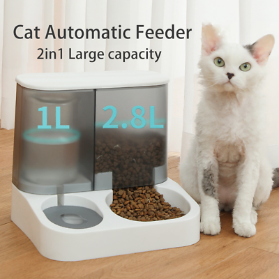#ad Pet Cat Dog Automatic Water Dispenser Feeder Feed Wet And Dry Separation $28.50