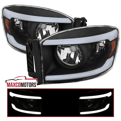 #ad Black Headlights Fits 2006 2008 Dodge Ram 1500 2006 2009 Ram 2500 3500 LED Tube $164.49