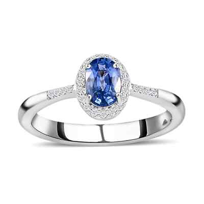 #ad LUXORO 10K White Gold Natural Sapphire Diamond Halo Ring Gift Size 6 Ct 1.2 H I3 $576.60