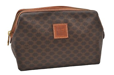 #ad Authentic CELINE Macadam Blason Pattern Clutch Hand Bag PVC Leather Brown 2527J $200.00